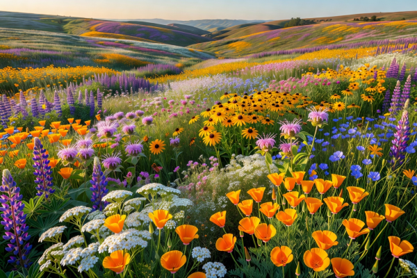 Wild wildflowers in bloom representing nectar flow regions